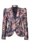 LULU ZAGAME WOMEN'S PINK / PURPLE DOUBLE LAPEL BLAZER IN NAVY PATCHWORK