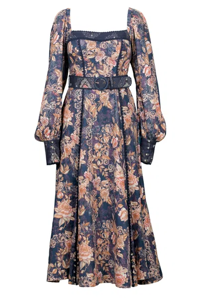 Lulu Zagame Women's Pink / Purple Sweetheart Maxi Dress In Navy Patchwork In Pink/purple