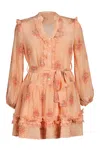 Lulu Zagame Women's Pink / Purple / Yellow Drop Waist Mini Dress In Coral Kiss Diamond In Pink/purple/yellow