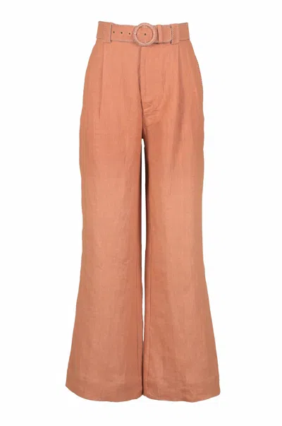 Lulu Zagame Women's Yellow / Orange / Rose Gold Pleated Trouser In Light Bronze In Yellow/orange/rose Gold