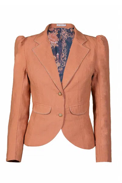 Lulu Zagame Women's Yellow / Orange / Rose Gold Tailored Blazer In Light Bronze In Yellow/orange/rose Gold