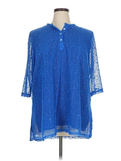 Pre-owned Lulu-b 3/4 Sleeve Blouse In Blue