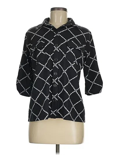Pre-owned Lulu-b 3/4 Sleeve Button Down Shirt In Black