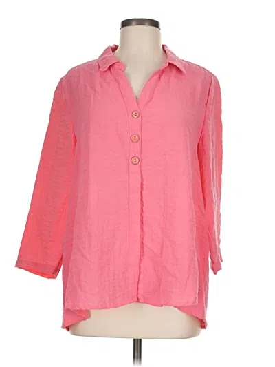 Pre-owned Lulu-b 3/4 Sleeve Button Down Shirt In Pink