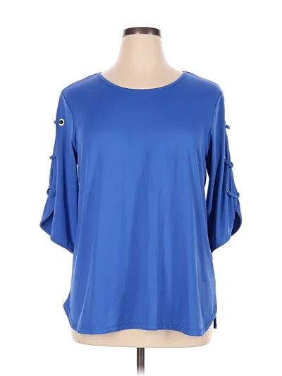 Pre-owned Lulu-b 3/4 Sleeve Top Blue Cold Shoulder Neckline Tops