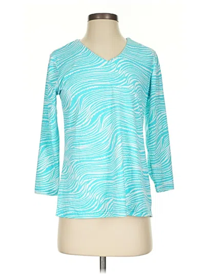 Pre-owned Lulu-b 3/4 Sleeve Top Blue V-neck Tops