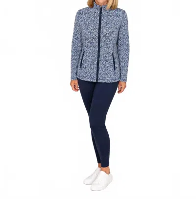 Lulu-b Animal Print Zip Jacket In Blue/white