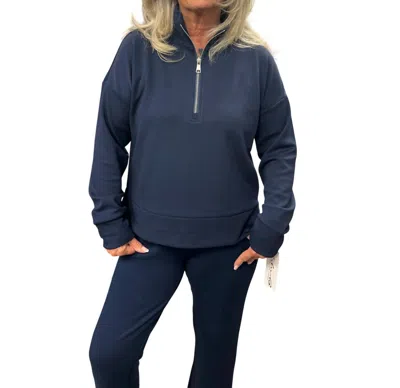 Lulu-b Half Zip Sweater In Navy In Blue