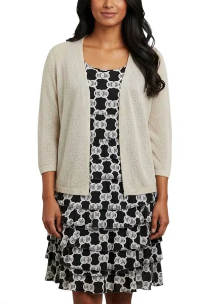 Lulu-b Lightweight Three Quarter Cardigan In Stone In Multi
