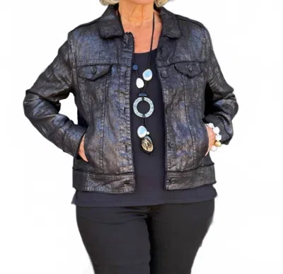 Lulu-b Linen Travel Jacket In Black Metallic