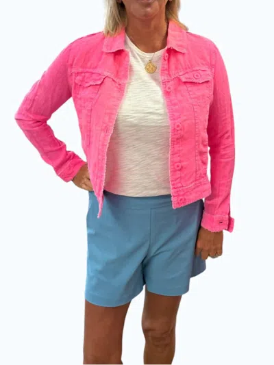 Lulu-b Linen Travel Jacket In Bright Pink