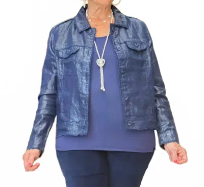 Lulu-b Linen Travel Jacket In Navy Metallic In Blue