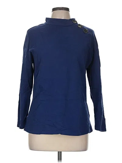 Pre-owned Lulu-b Long Sleeve Top Blue Turtleneck Tops