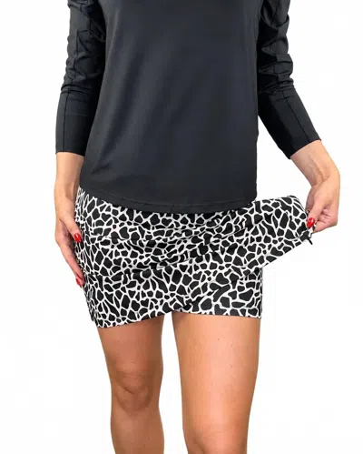 Lulu-b Printed Zip Skort In Black/white