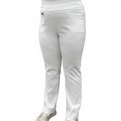 Lulu-b Boot Cut Side Slit Pant In White In Gray