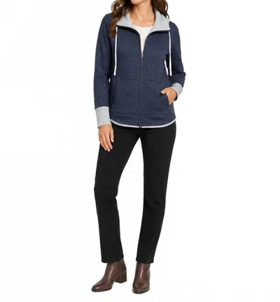 Lulu-b Reversible Long Zip Jacket In Navy In Blue