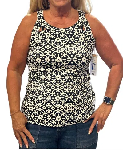 Lulu-b Sexy Pattern Sleeveless Top In Black & White