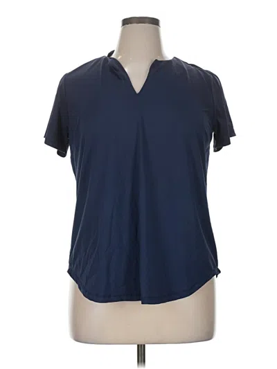 Pre-owned Lulu-b Short Sleeve Blouse In Blue
