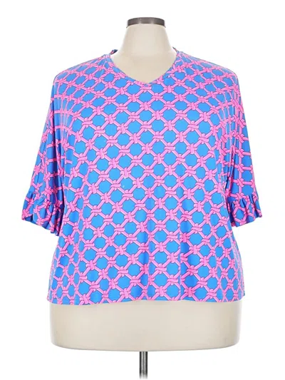 Pre-owned Lulu-b Short Sleeve Blouse In Blue