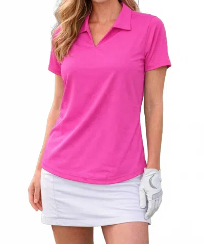 Lulu-b Short Sleeve Collar Top In Pink