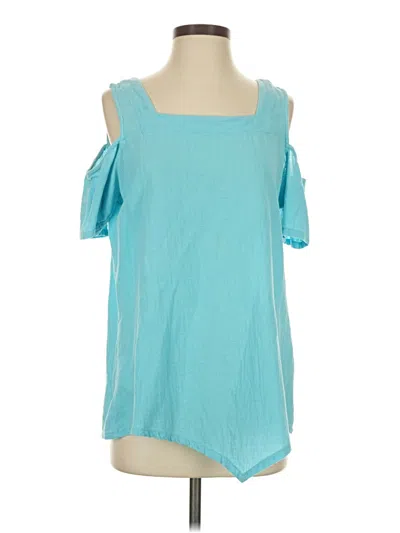 Pre-owned Lulu-b Short Sleeve Top Teal Cold Shoulder Neckline Tops