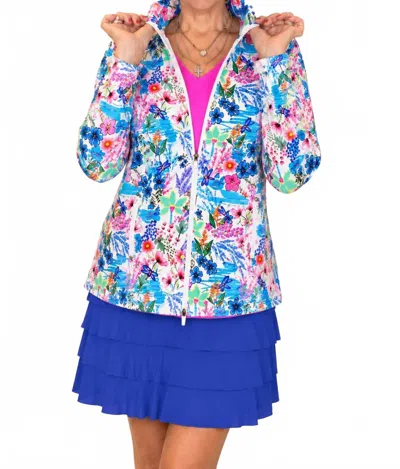 Lulu-b Upf 50+ Cooling Lightweight Layer Zip Jacket In Floral In Multi