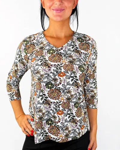 Lulu-b V-neck Printed Top In Multi