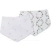 Lulujo Kids'  Bandana Bibs 2 Pack In Bows & Rose Trellis