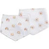 Lulujo Bandana Bibs 2 Pack In Rainbows & Suns
