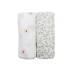 Lulujo Cotton Muslin Swaddles 2 Pack In Daisy/greenery