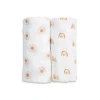 Lulujo Cotton Muslin Swaddles 2 Pack In Rainbow/suns