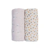 Lulujo Cotton Muslin Swaddles 2 Pack In Vintage Floral/dragonfly