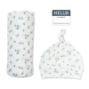 Lulujo Hello World Hat & Swaddle Set In Blueberries