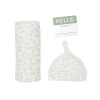 Lulujo Hello World Hat & Swaddle Set In Greenery