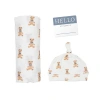 Lulujo Hello World Hat & Swaddle Set In Vintage Teddy