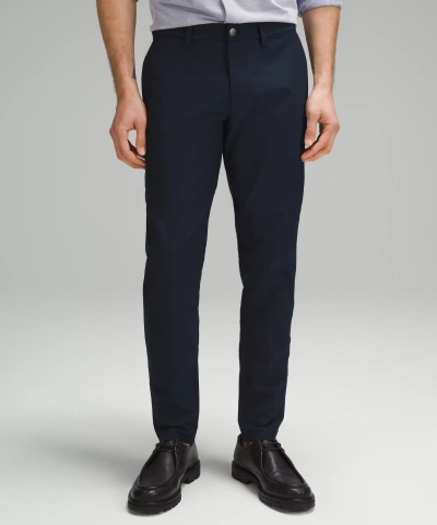 Lululemon Abc Slim-fit Trousers 34l Smooth Twill In Blue