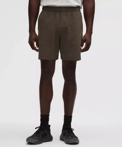 Lululemon Abc Textured Wovenair Pull-on Short 7" In Brown
