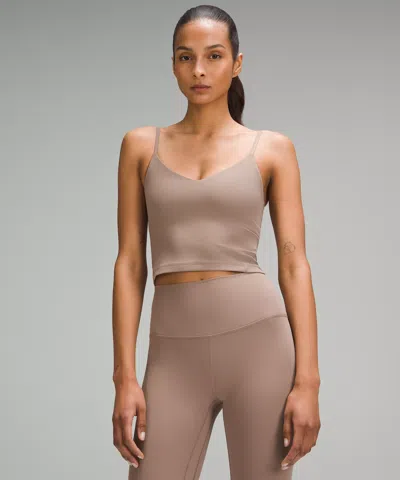 Lululemon Womens Taupetastic V-neckline Cropped Stretch-woven Top In Taupetastic