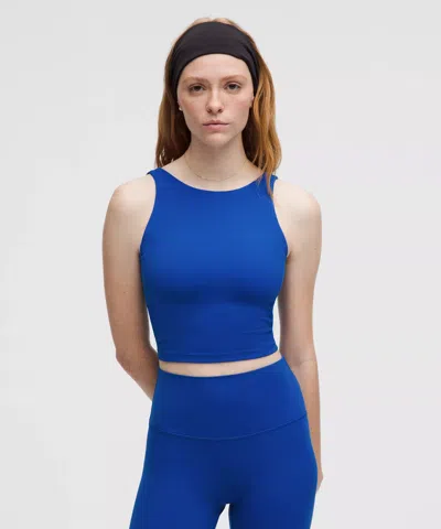 Lululemon Ebb To Street Cropped Racerback Tank Top Light Support, B/c Cup In Blue