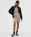 Lululemon All Aligned Ribbed Long-sleeve Henley Dress In Brown