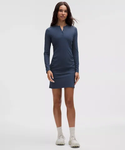 Lululemon All Aligned Ribbed Long-sleeve Henley Dress In Blue