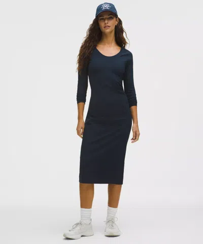 Lululemon All Aligned Ribbed Long-sleeve Midi Dress In Blue