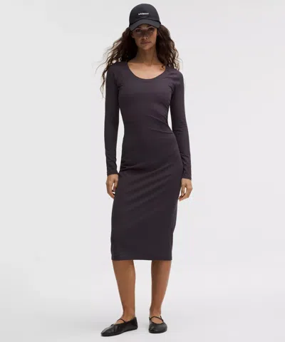 Lululemon All Aligned Ribbed Long-sleeve Midi Dress In Purple