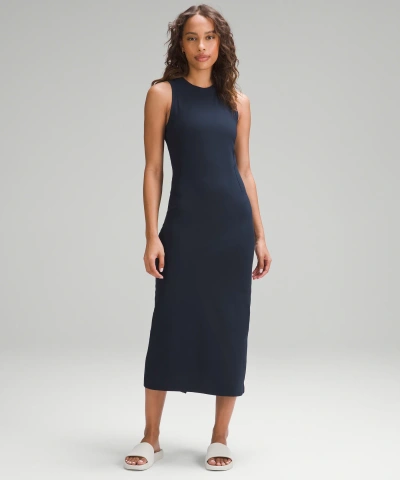 Lululemon All Aligned Ribbed Midi Dress In Black