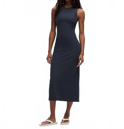 Lululemon All Aligned Ribbed Midi Dress In Black In Blue