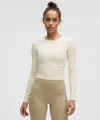 Lululemon All It Takes Back-twist Ribbed Long-sleeve Shirt In White