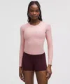 Lululemon All It Takes Back-twist Ribbed Long-sleeve Shirt In Pink