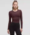 Lululemon All It Takes Back-twist Ribbed Long-sleeve Shirt In Burgundy