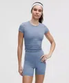 Lululemon All It Takes Back-twist Ribbed Short-sleeve Shirt In Blue