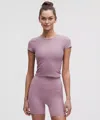 Lululemon All It Takes Back-twist Ribbed Short-sleeve Shirt In Purple